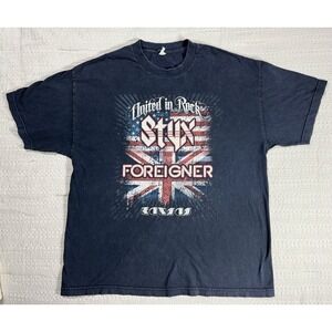 UNITED IN ROCK FOREIGNER STYX 2010 CONCERT T-SHIRT KANSAS US TOUR BLACK RARE XL